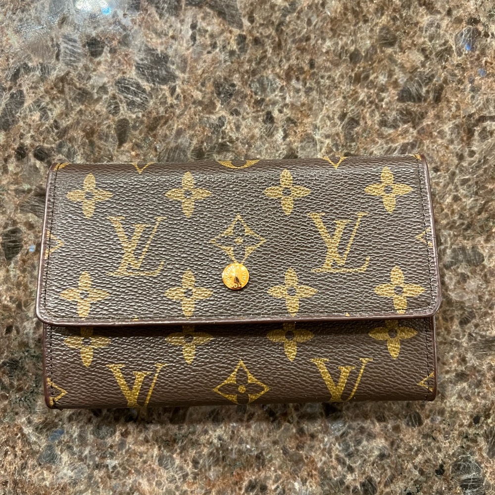 LV monogram tri fold wallet